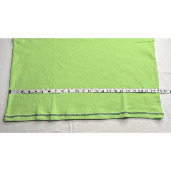 Quacker Factory XL Green Top Navy Blue Trim Rhinestone Studs Around Neck Preowne - Picture 10 of 11